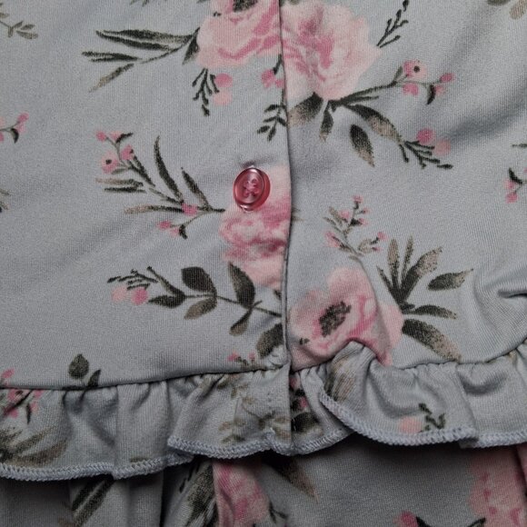 Laura Ashley Pajamas Set Youth Girls 2T 2 Piece Blue Pink Rose Ruffled Sleepwear - Picture 4 of 11
